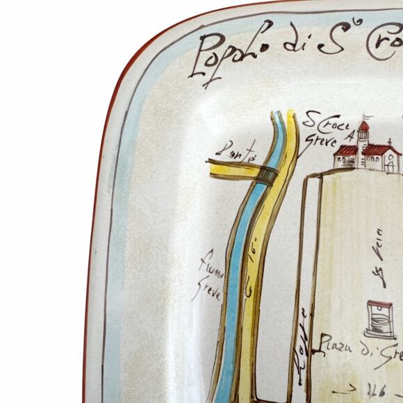 Ceramica Geometrie Tuscan Ceramic Hand Painted Plate of Map - Picture 2 of 9